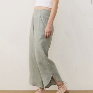 Marine Layer Cali Double Cloth Pants Size S Shadow Green Pull On Gauze